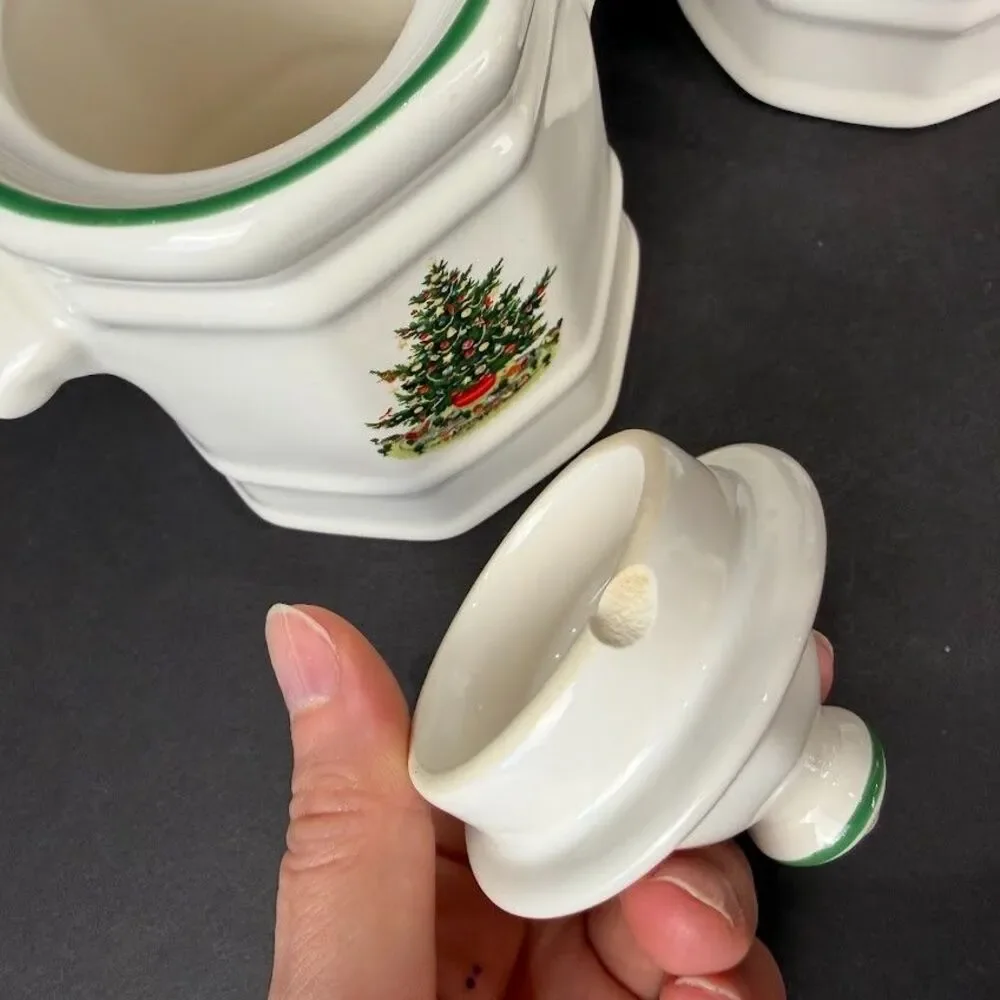 Pfaltzgraff Christmas Heritage Multisided Creamer and Lidded Sugar Bowl